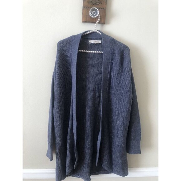 LOFT Womens Size M Blue Purple Cardigan Sweater Open Front Sparkly - Picture 1 of 5